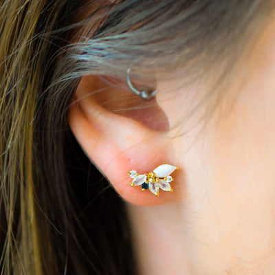Opal & Diamond Butterfly Studs