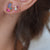 14kt Gold Opal, Diamond and Pink Tourmaline Cluster Studs
