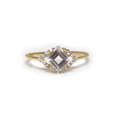 Solid Gold Diamond & Topaz Aphrodite Shield Ring