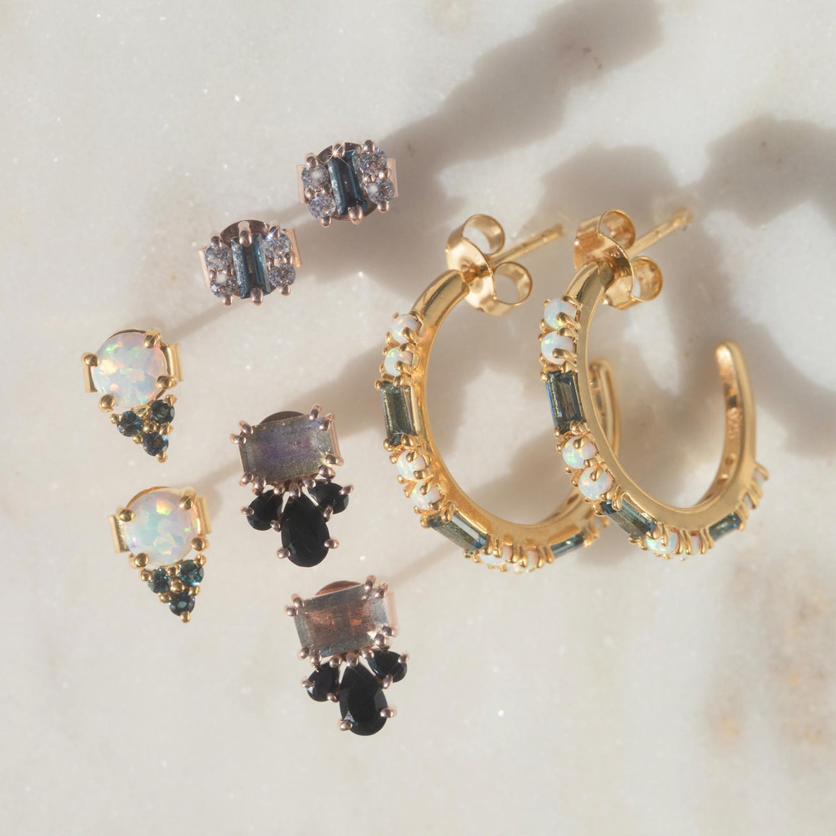 Rose Gold London Blue Topaz & Diamond Mini Mia Studs
