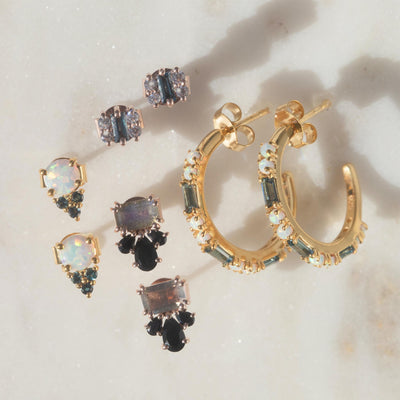Rose Gold London Blue Topaz & Diamond Mini Mia Studs