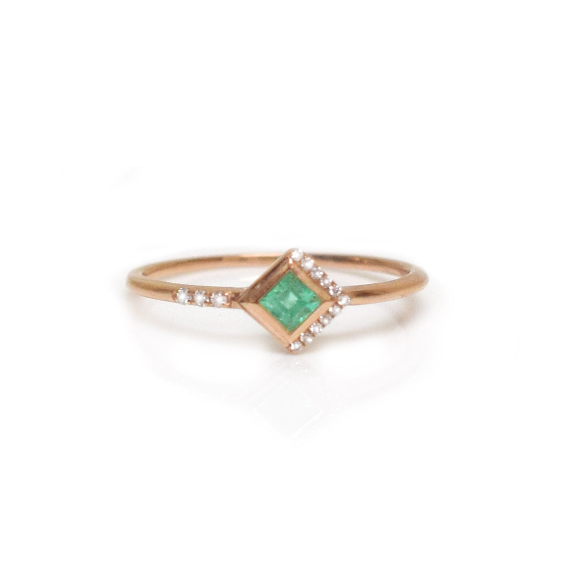 Solid Rose Gold Emerald & Diamond Mysterieux Ring