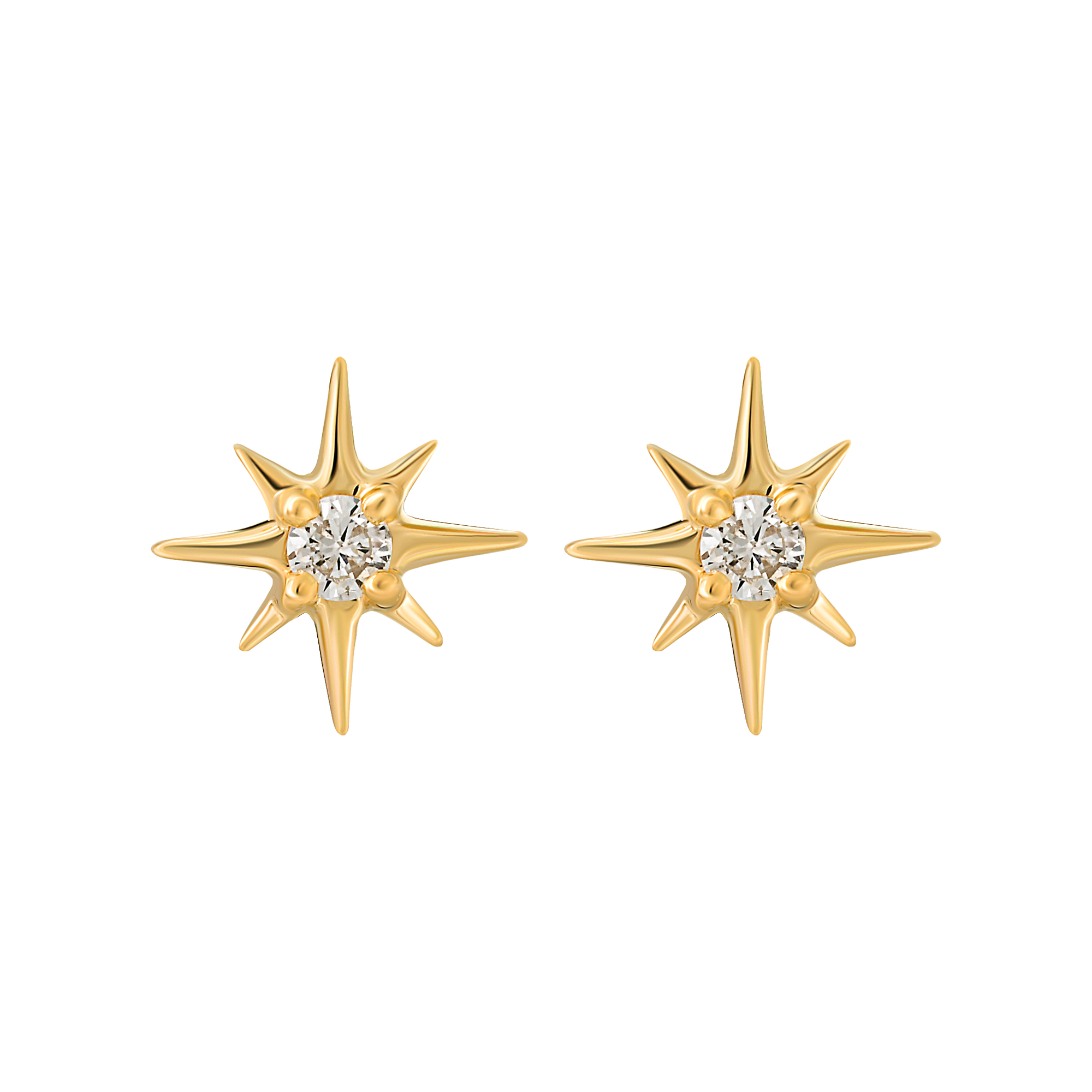 14kt Gold Mini Diamond Star Studs