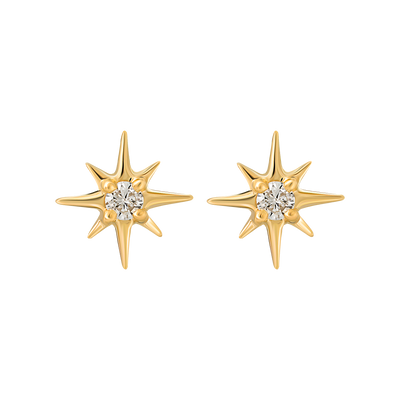 14kt Gold Mini Diamond Star Studs