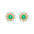 Solid Gold Emerald & Sapphire Sunflower Studs