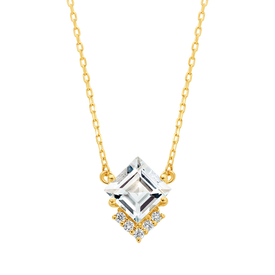 9kt Gold Topaz & Diamond Aphrodite Shield Pendant