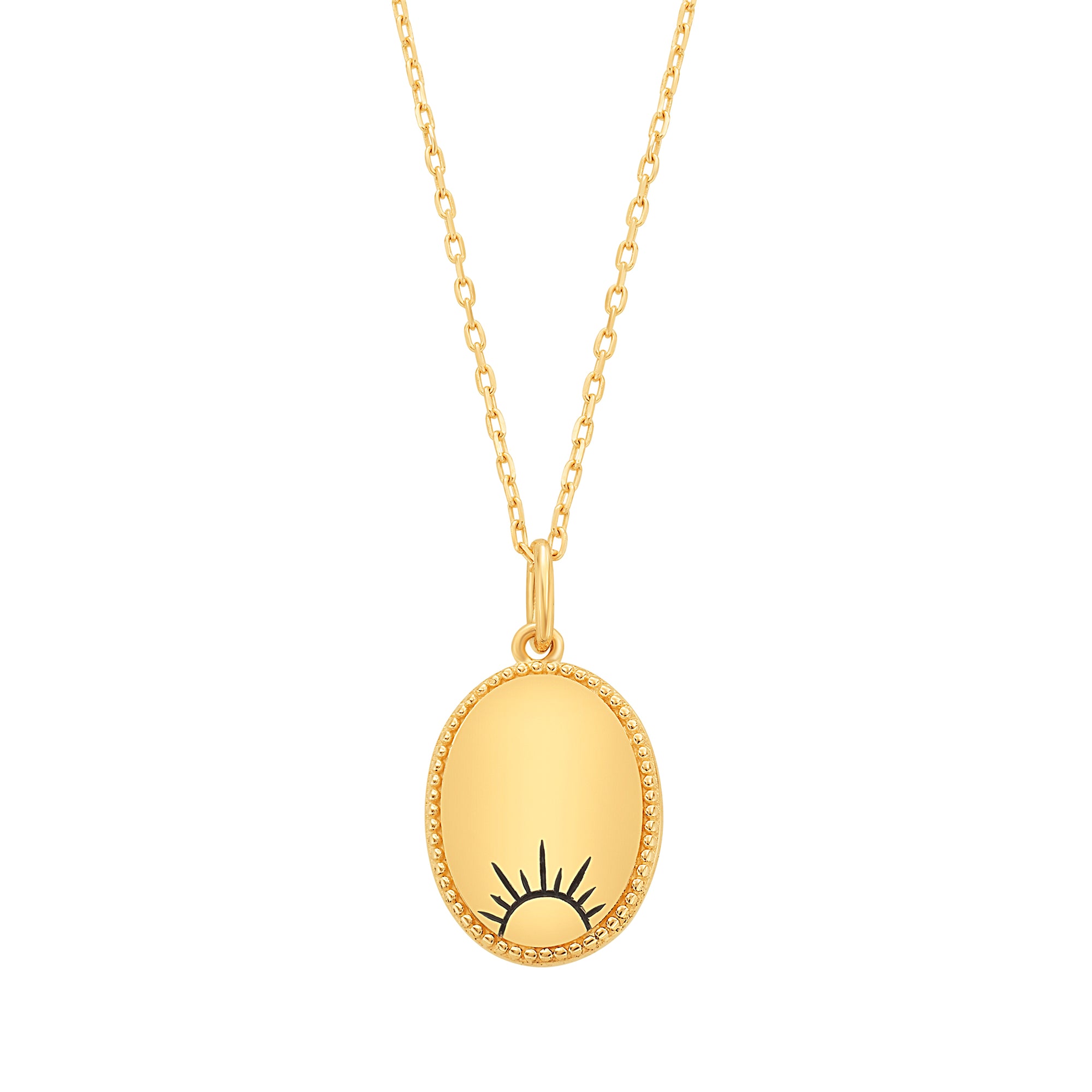 Solid Gold Carpe Diem Rising Sun Pendant