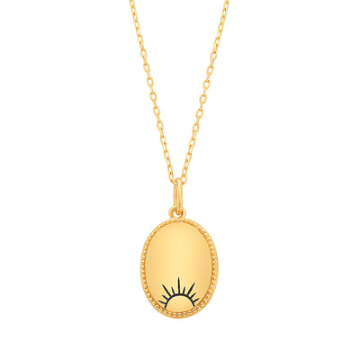 Solid Gold Carpe Diem Rising Sun Pendant