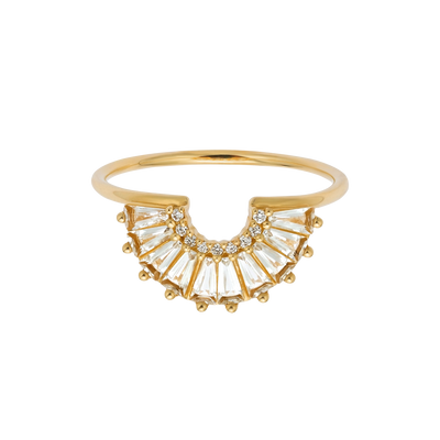 14kt Gold Diamond & Topaz Illuminating Baguette Arc Ring