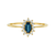 Solid 14kt Gold Teal Sapphire and Diamond Fleurette Ring