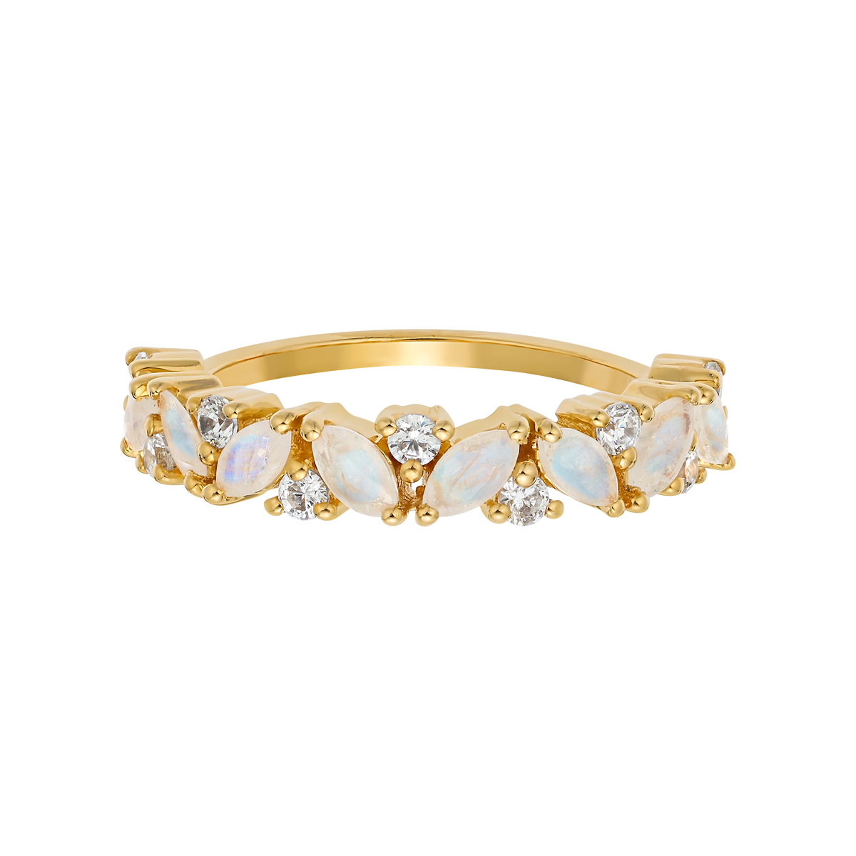 Rainbow Moonstone and Diamond Woodland Dream Ring