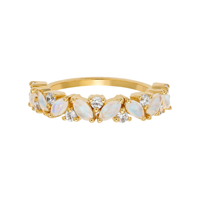 Rainbow Moonstone and Diamond Woodland Dream Ring