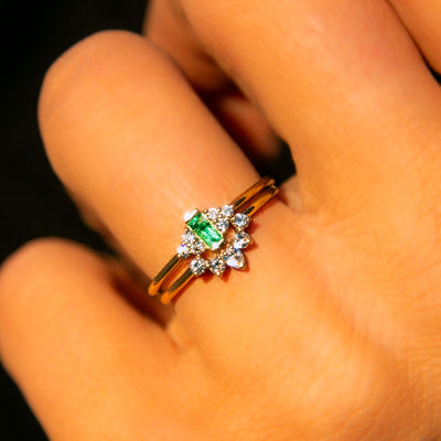Solid Gold Mini Diamond Arc Ring