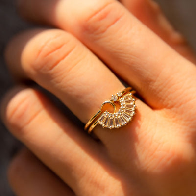 14kt Gold Diamond Fly Me To the Moon Ring