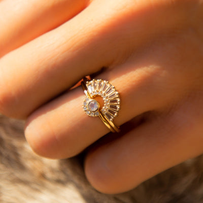 14kt Gold Diamond & Topaz Illuminating Baguette Arc Ring