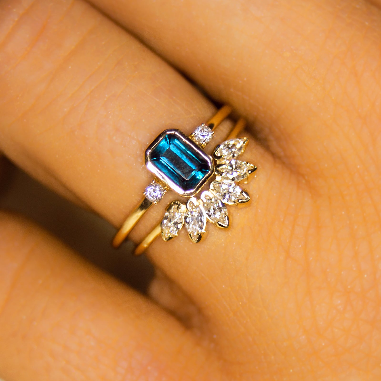 Solid Gold Diamond Caribbean Sunrise Ring