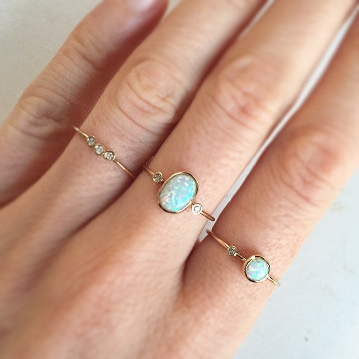 Solid Gold Diamond Trio Ring