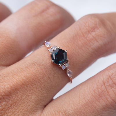 Solid Rose Gold London Blue Topaz Aisling Ring