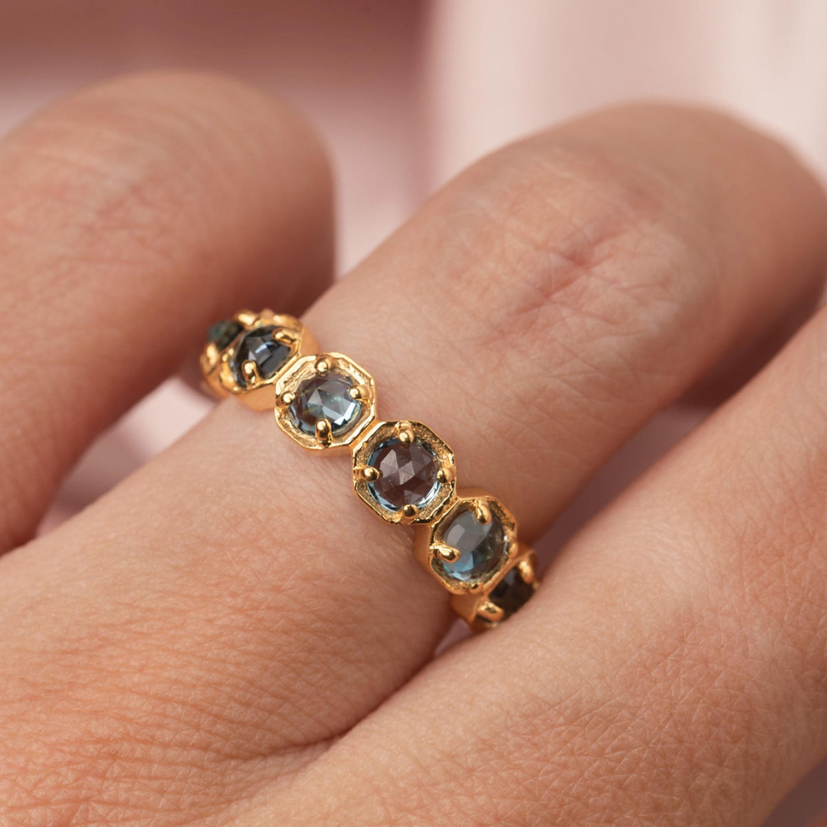 Rose Cut London Blue Topaz Prism Ring