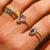 14kt Gold Teal Sapphire Water Fairy Stack