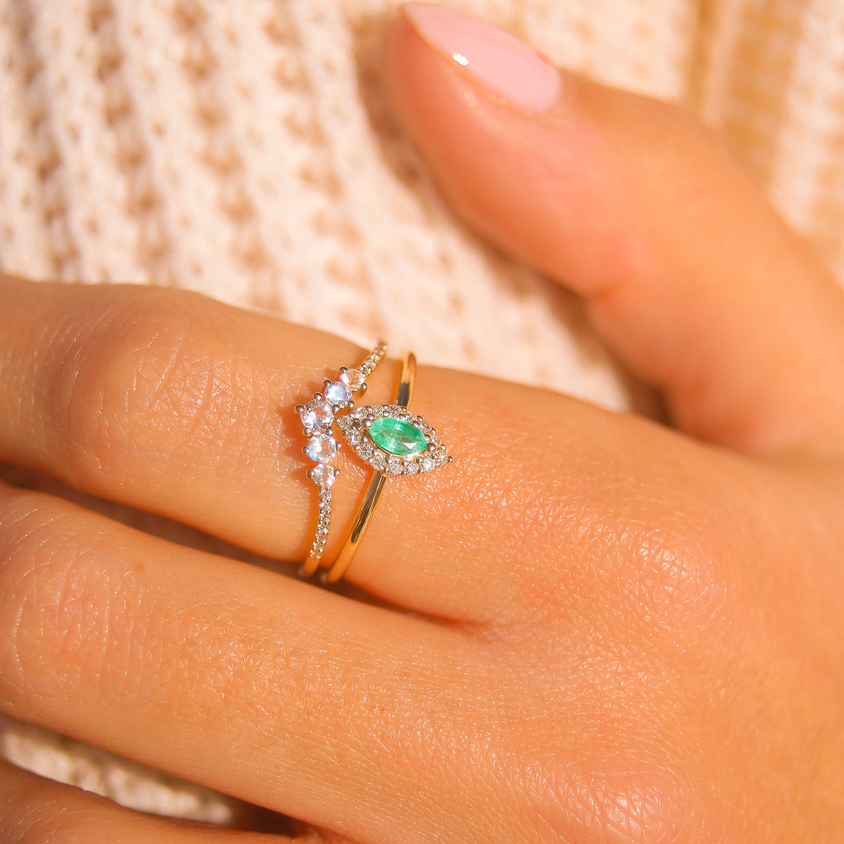 9kt Gold Emerald & Diamond Vice Ring