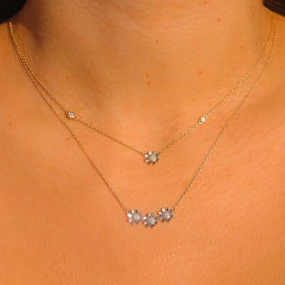 Solid Gold Diamond Daisy Garland Pendant