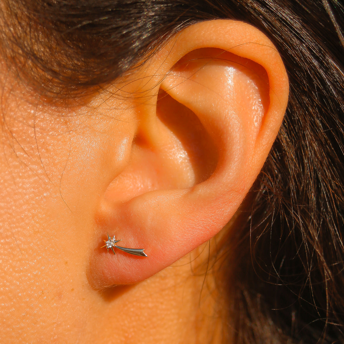 Solid Gold Diamond Shooting Star Studs