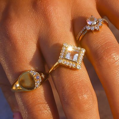 White Topaz Dahlia Ring