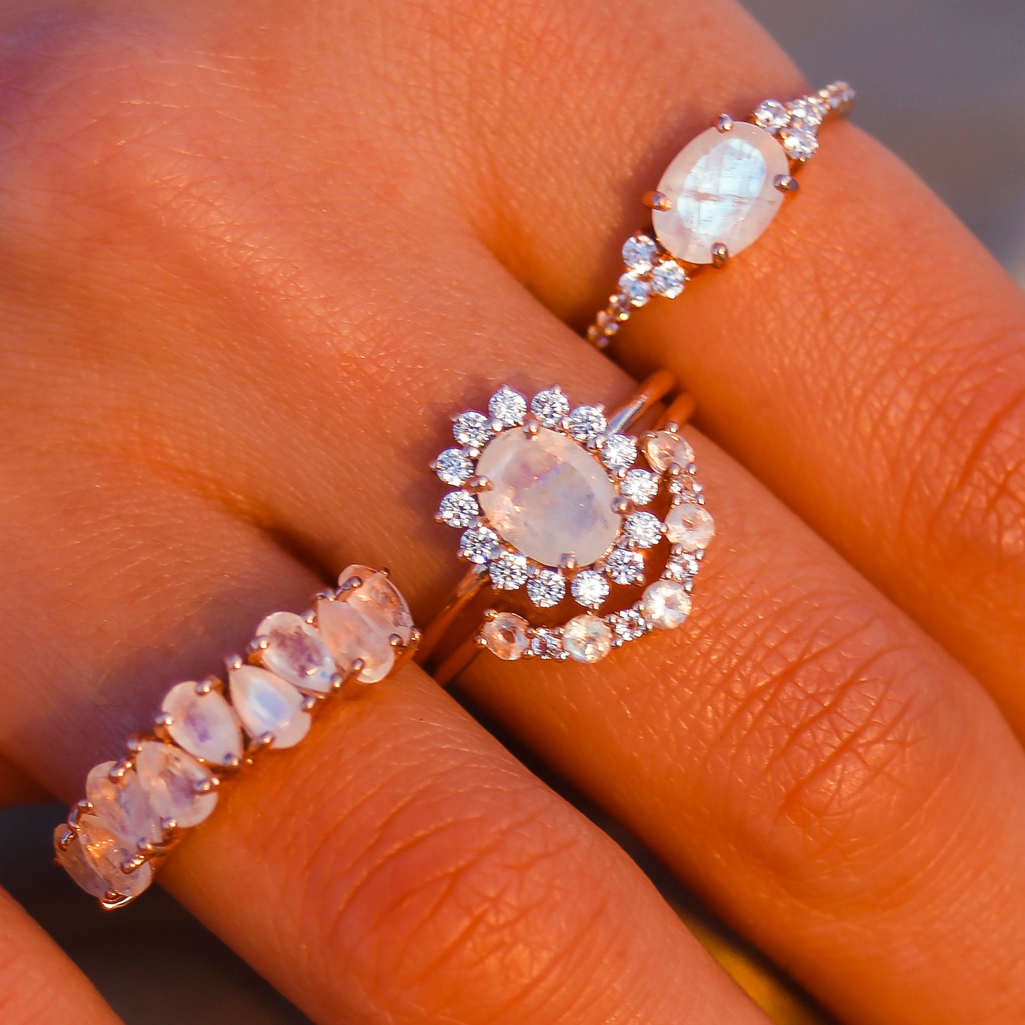 Luminous Moonstone Ring - Floating Lotus