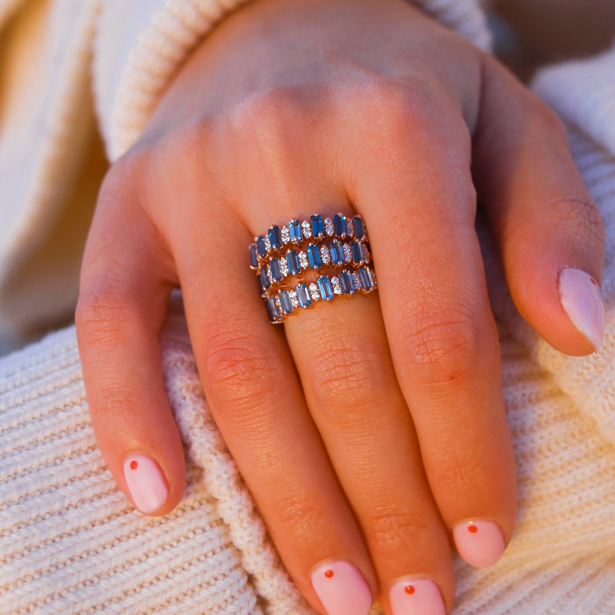 Rose Gold London Blue Topaz Canary Ring