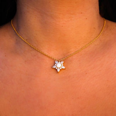 Opal & Diamond Wildflower Pendant