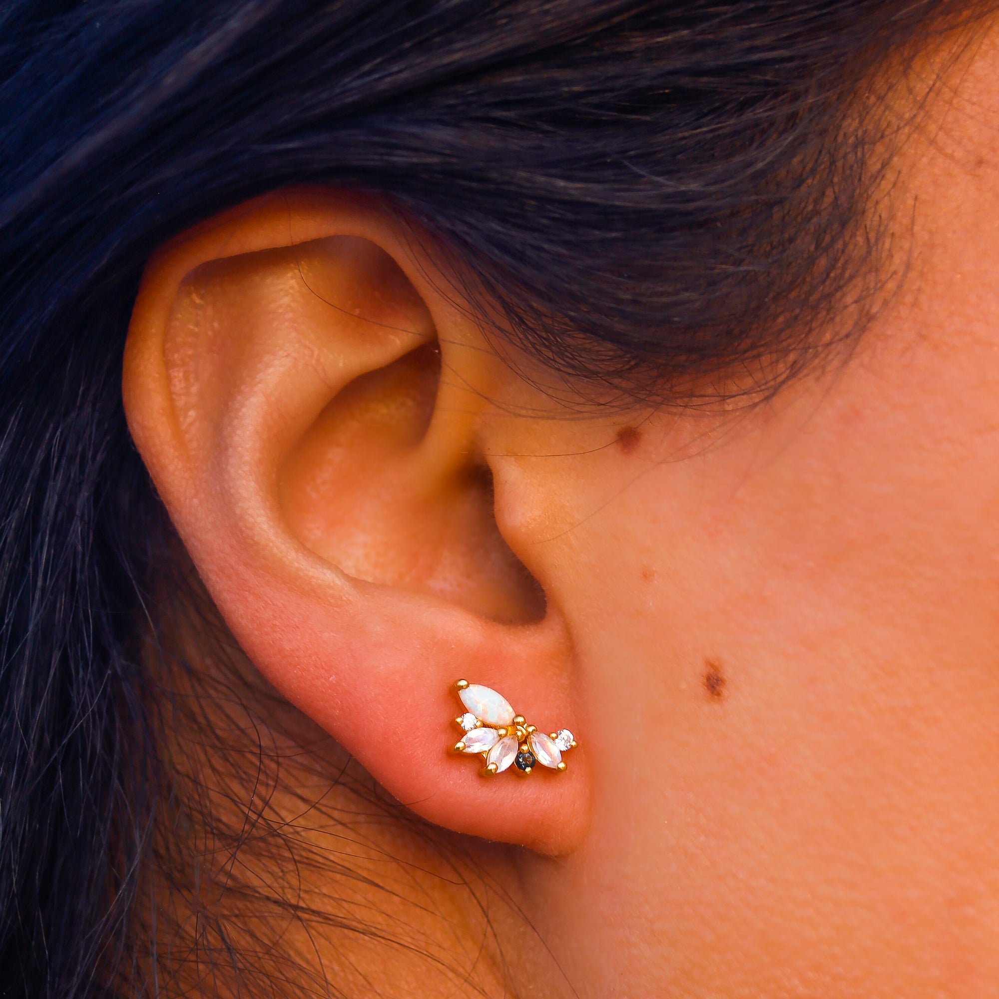 Opal & Diamond Butterfly Studs