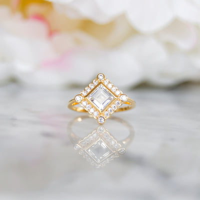 White Topaz Dahlia Ring