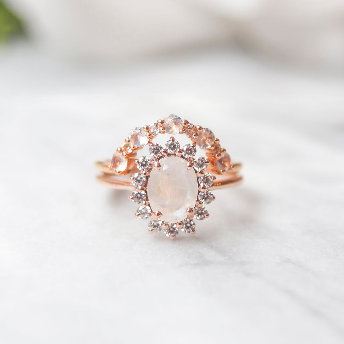 Rose Gold Rainbow Moonstone Clarissa Stack