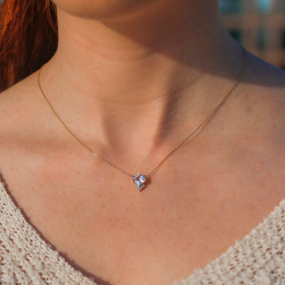9kt Gold Topaz & Diamond Aphrodite Shield Pendant