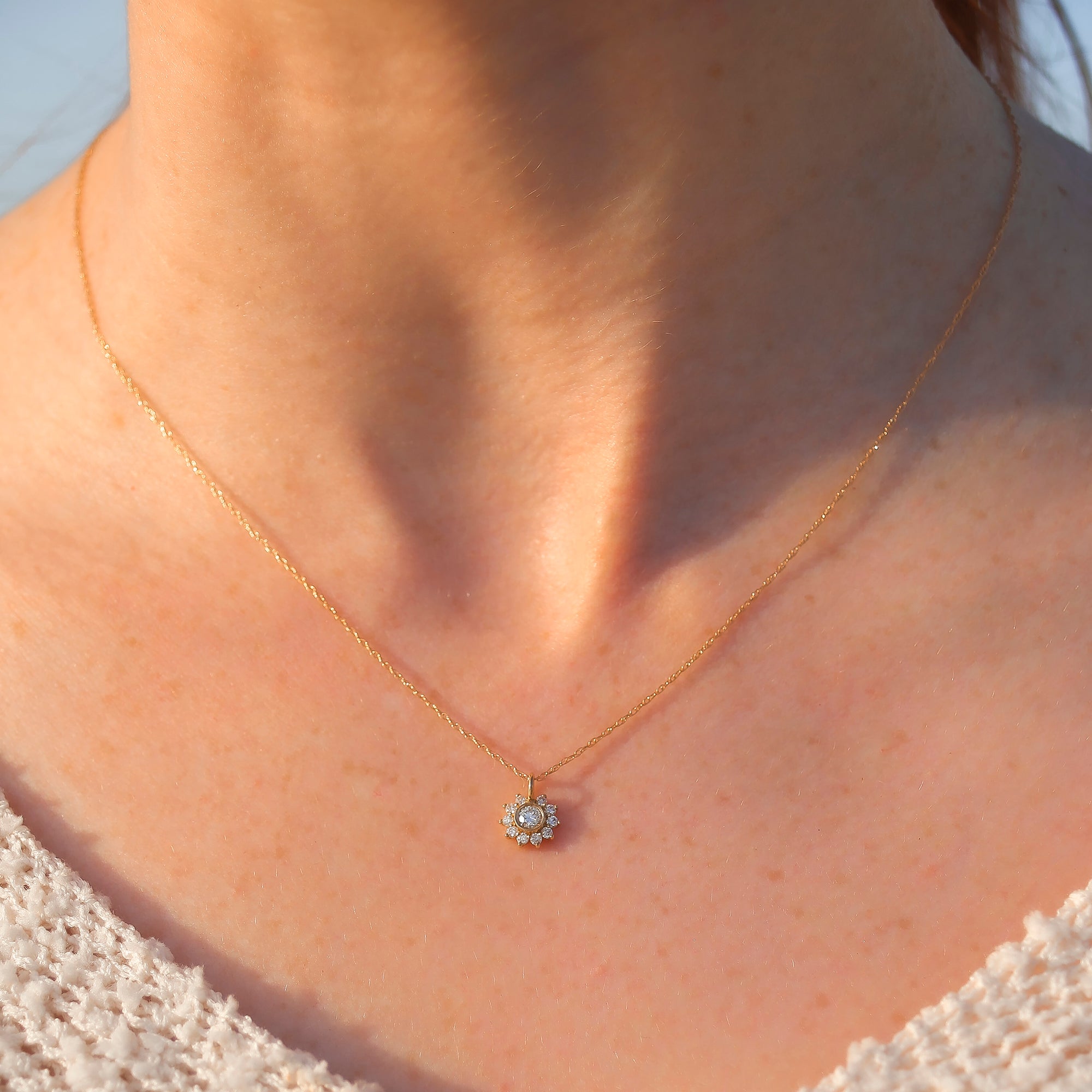 Delicate Cube Sunflower Necklace | ChloBo