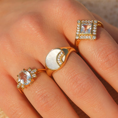 Somewhere Over the Rainbow Mother Of Pearl Signet Ring