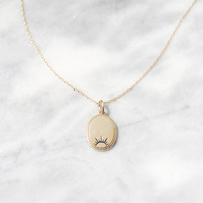 Solid Gold Carpe Diem Rising Sun Pendant