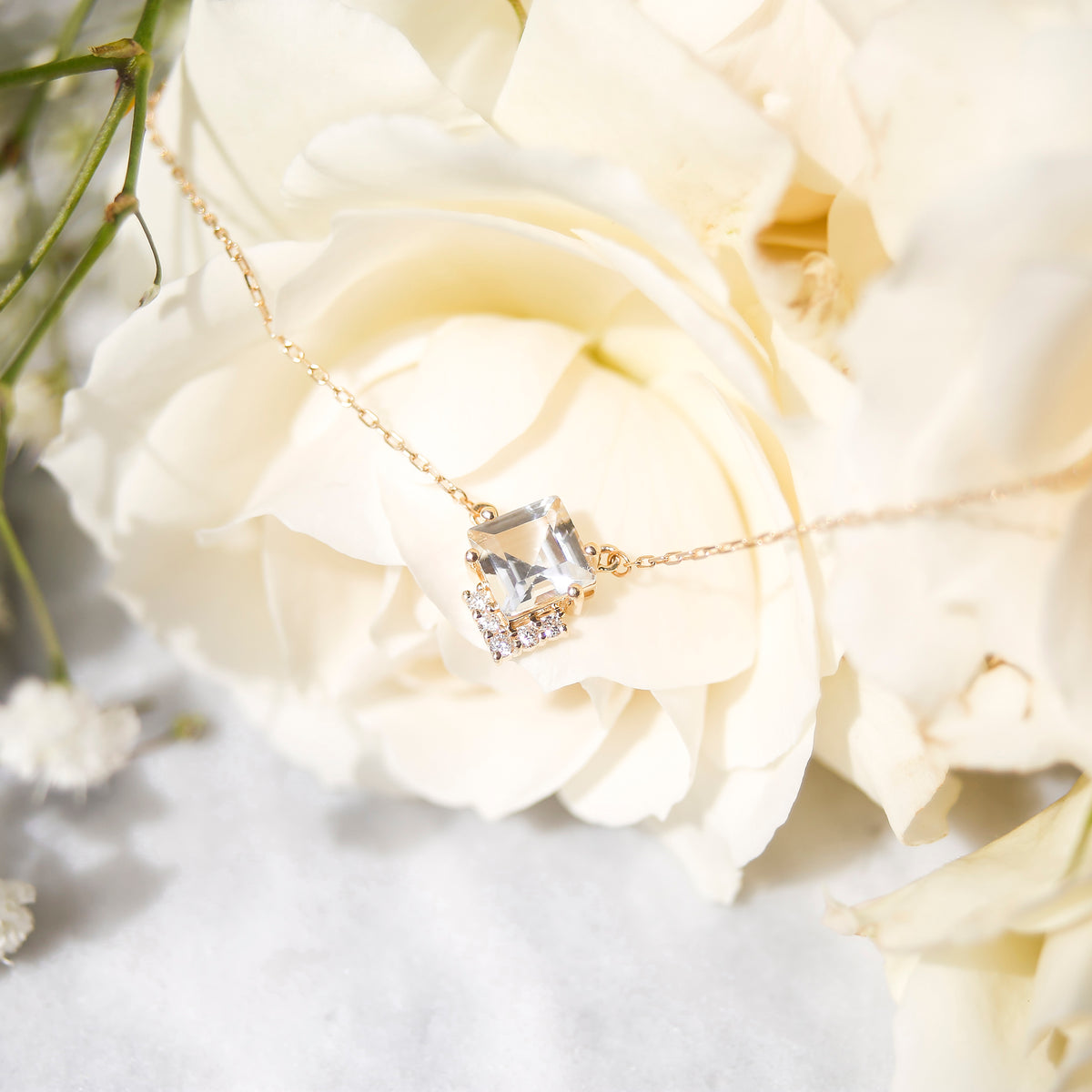 9kt Gold Topaz & Diamond Aphrodite Shield Pendant