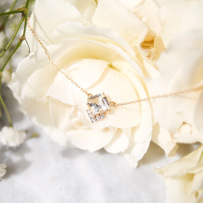 9kt Gold Topaz & Diamond Aphrodite Shield Pendant