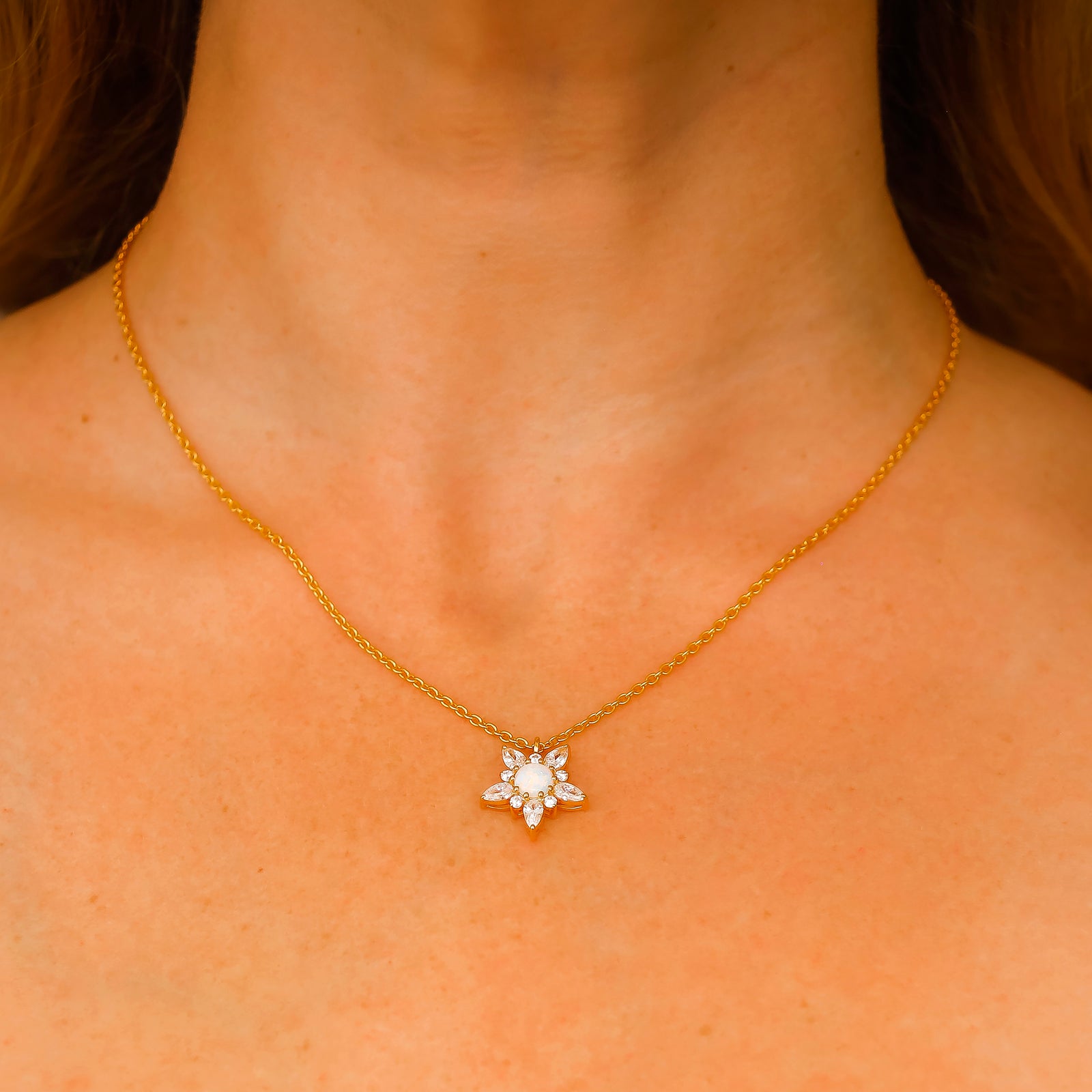 Opal & Diamond Wildflower Pendant