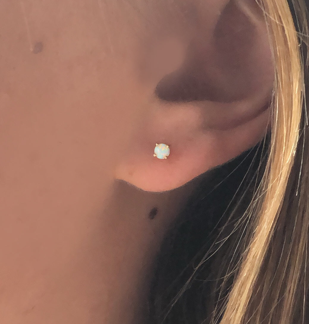 Solid Gold Opal Solo Studs