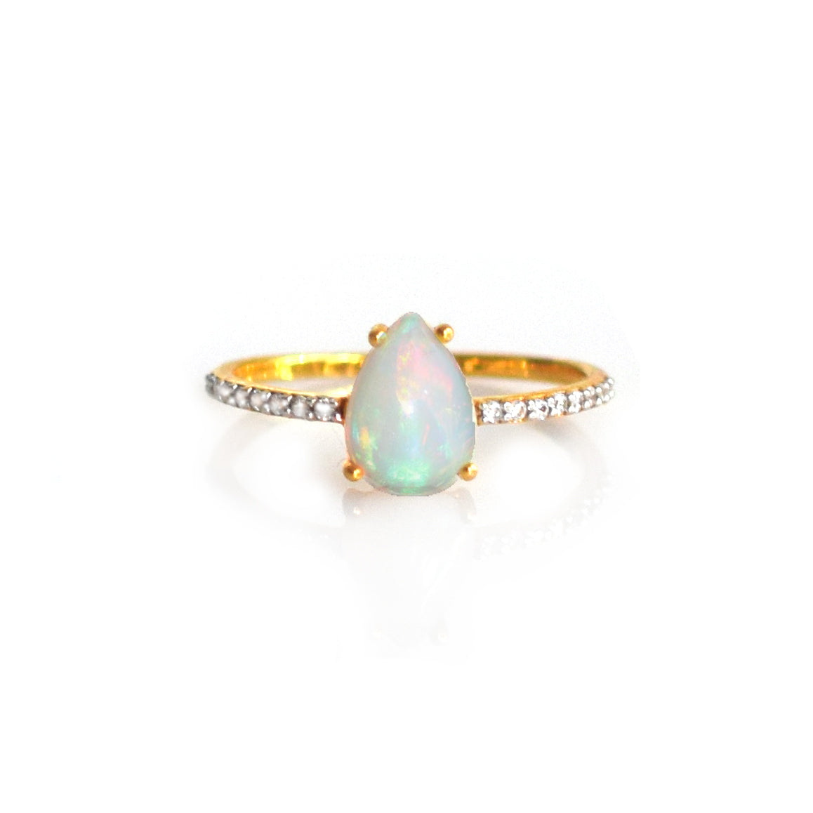 Opal and Topaz Angels Teardrop Ring