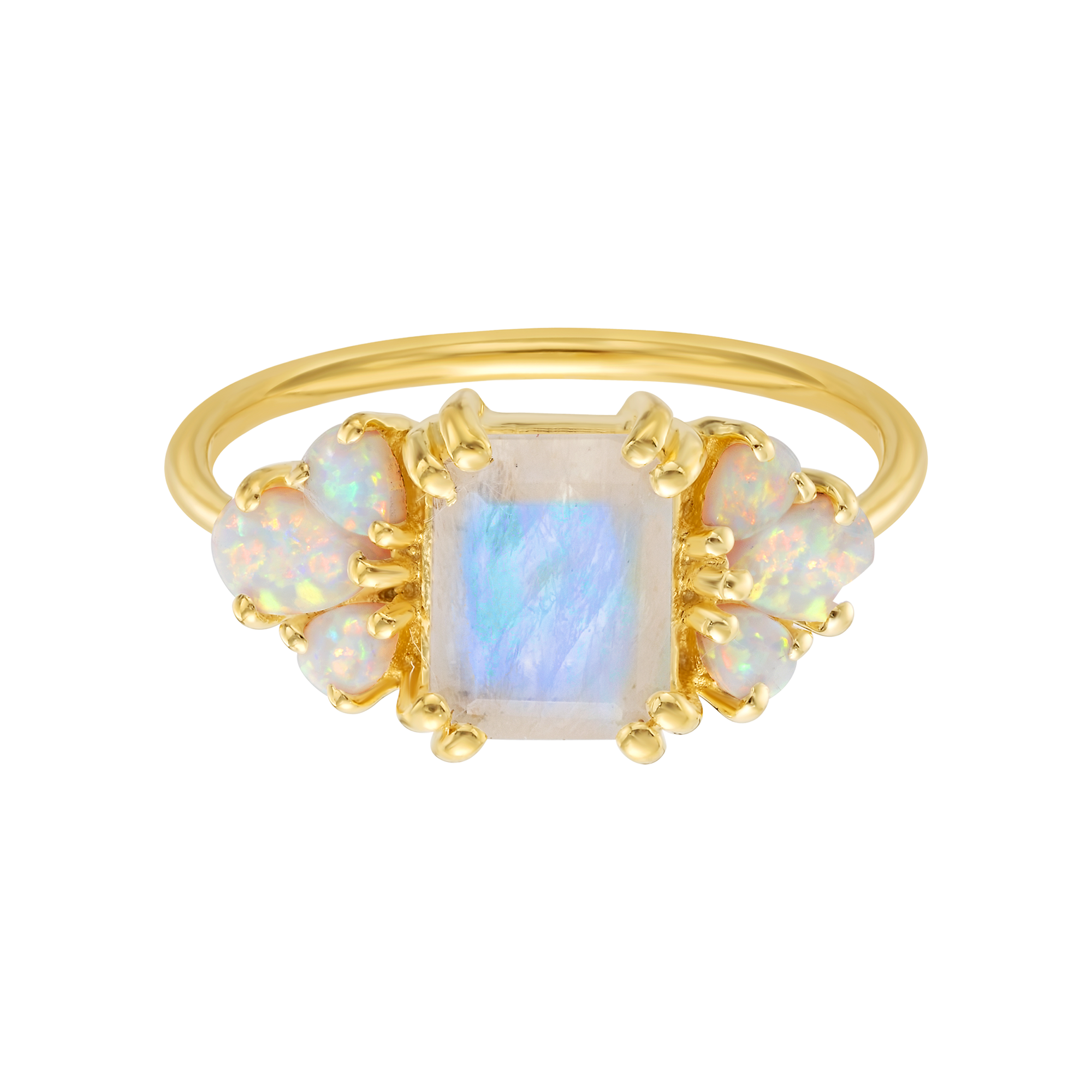 Rainbow Moonstone and Opal Empress Ring