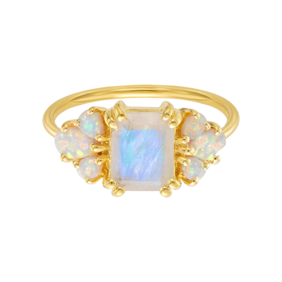 Rainbow Moonstone and Opal Empress Ring