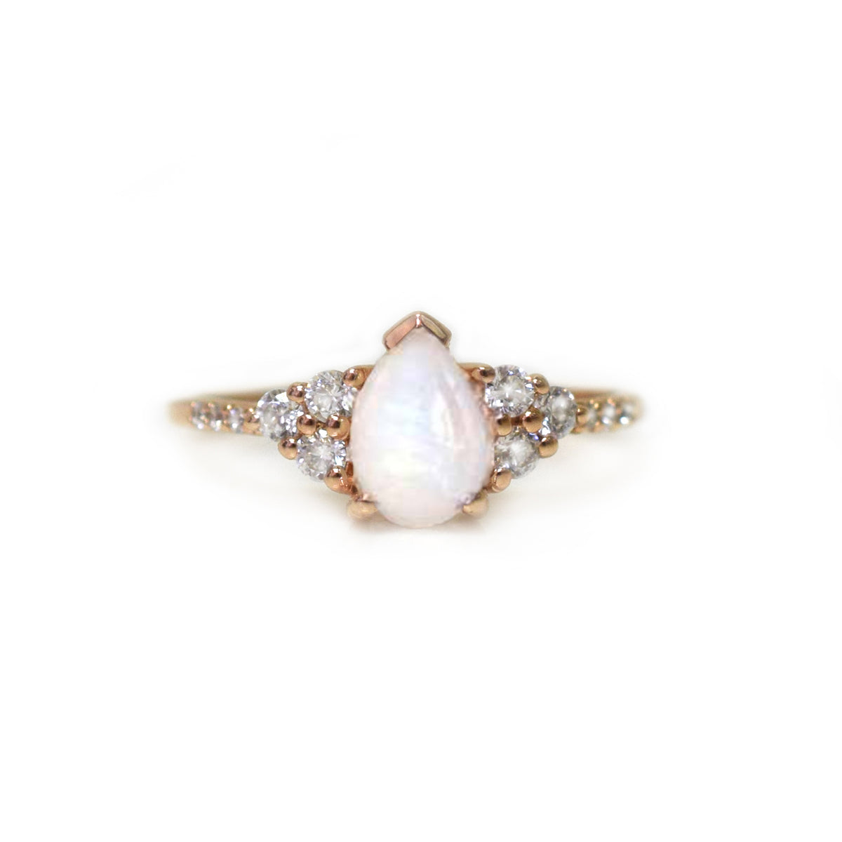 Rainbow Moonstone and Diamond Misty Ring