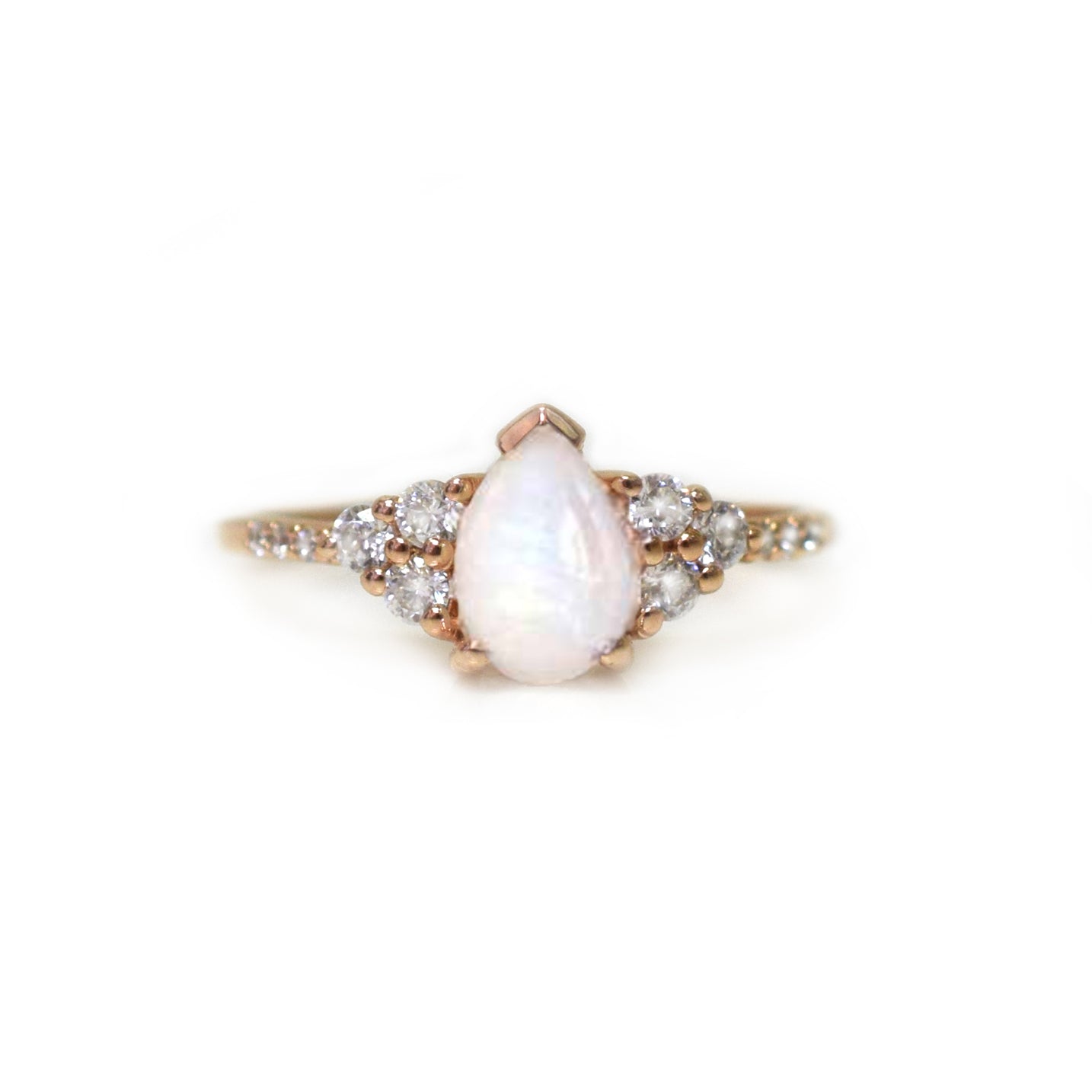Rainbow Moonstone and Diamond Misty Ring