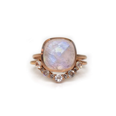 Rose Gold Royal Rainbow Moonstone and Topaz Eclipse Stack