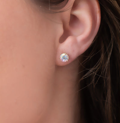 Solid 14kt Gold Opalescent Topaz Solo Studs