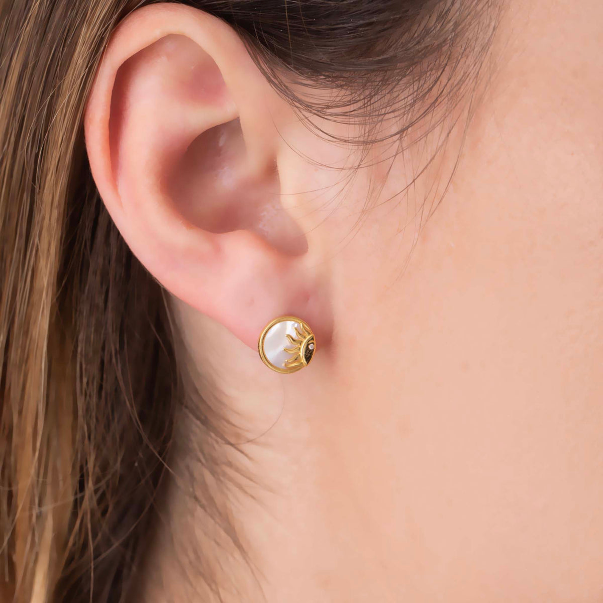 Mother of Pearl Sun and Moon Studs